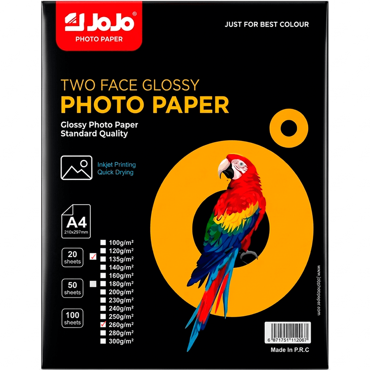 Surat kagyzy A4 260g 20 list iki tarap glossy JOJO