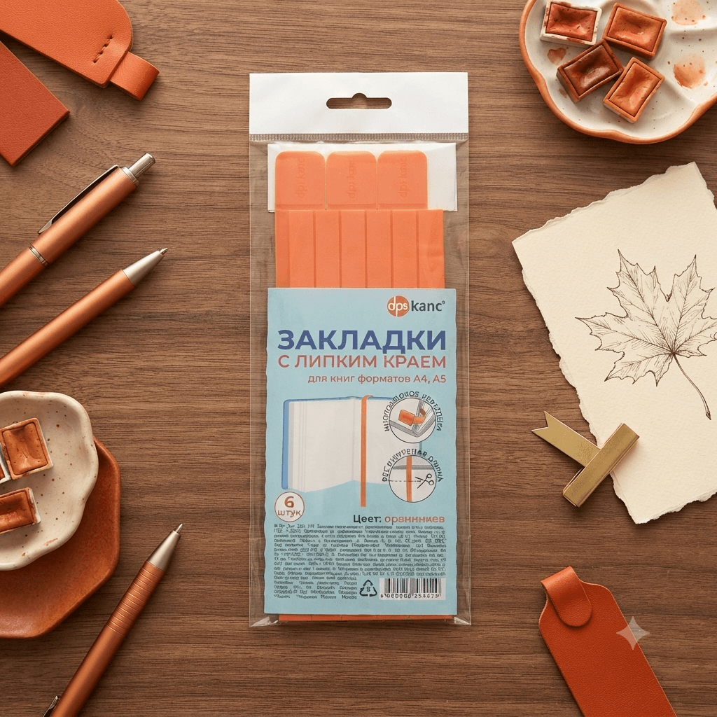 Kitap uçin ýelimli ýup zaklatka 6 sany oranžewy