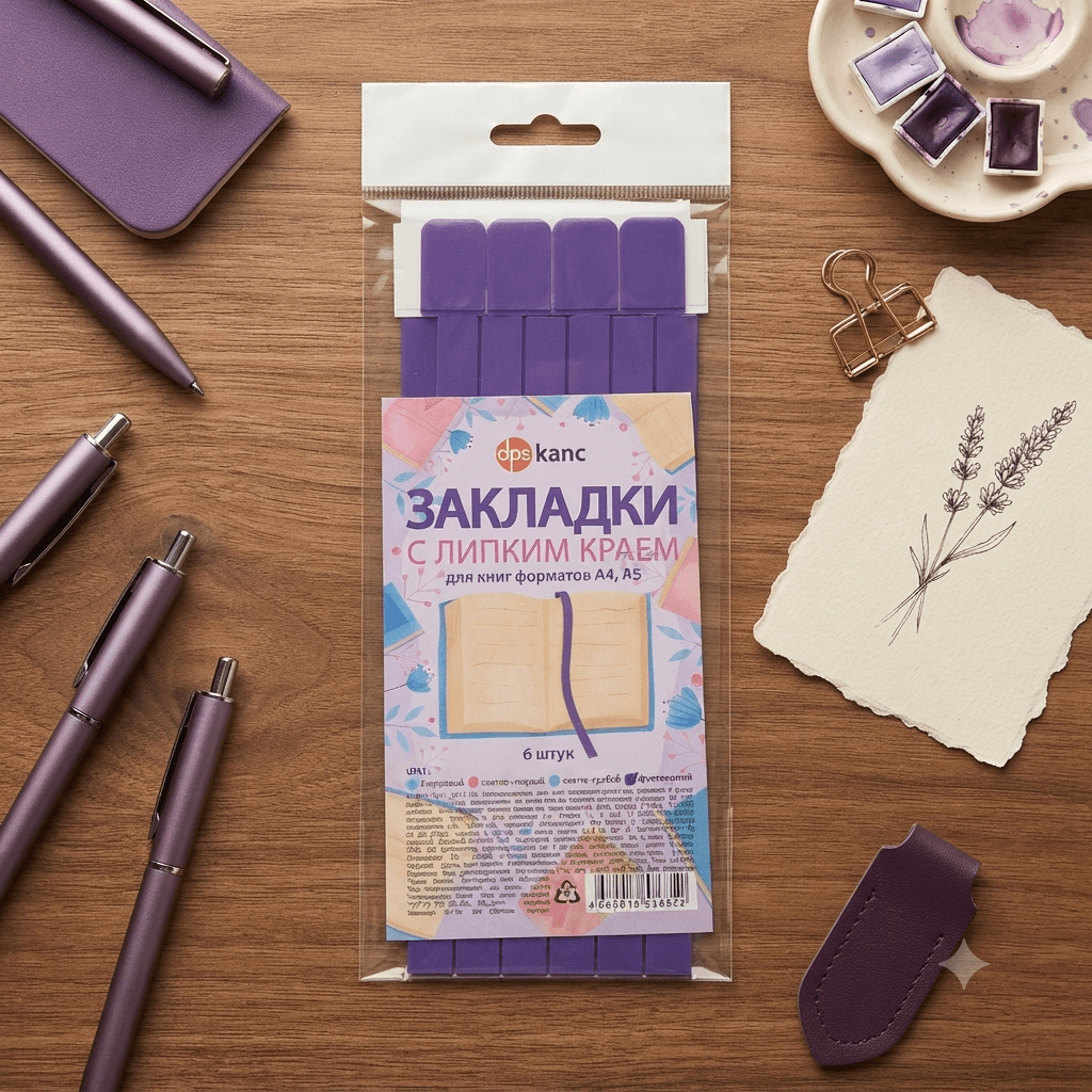 Kitap uçin ýelimli ýup zaklatka 6 sany fioletowy