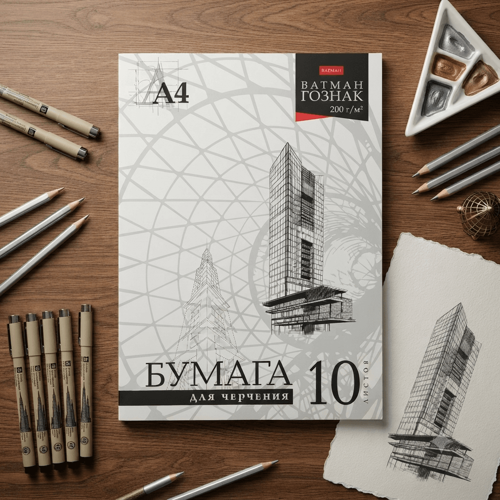 Бумага для черчения 10л 200гм А4ф