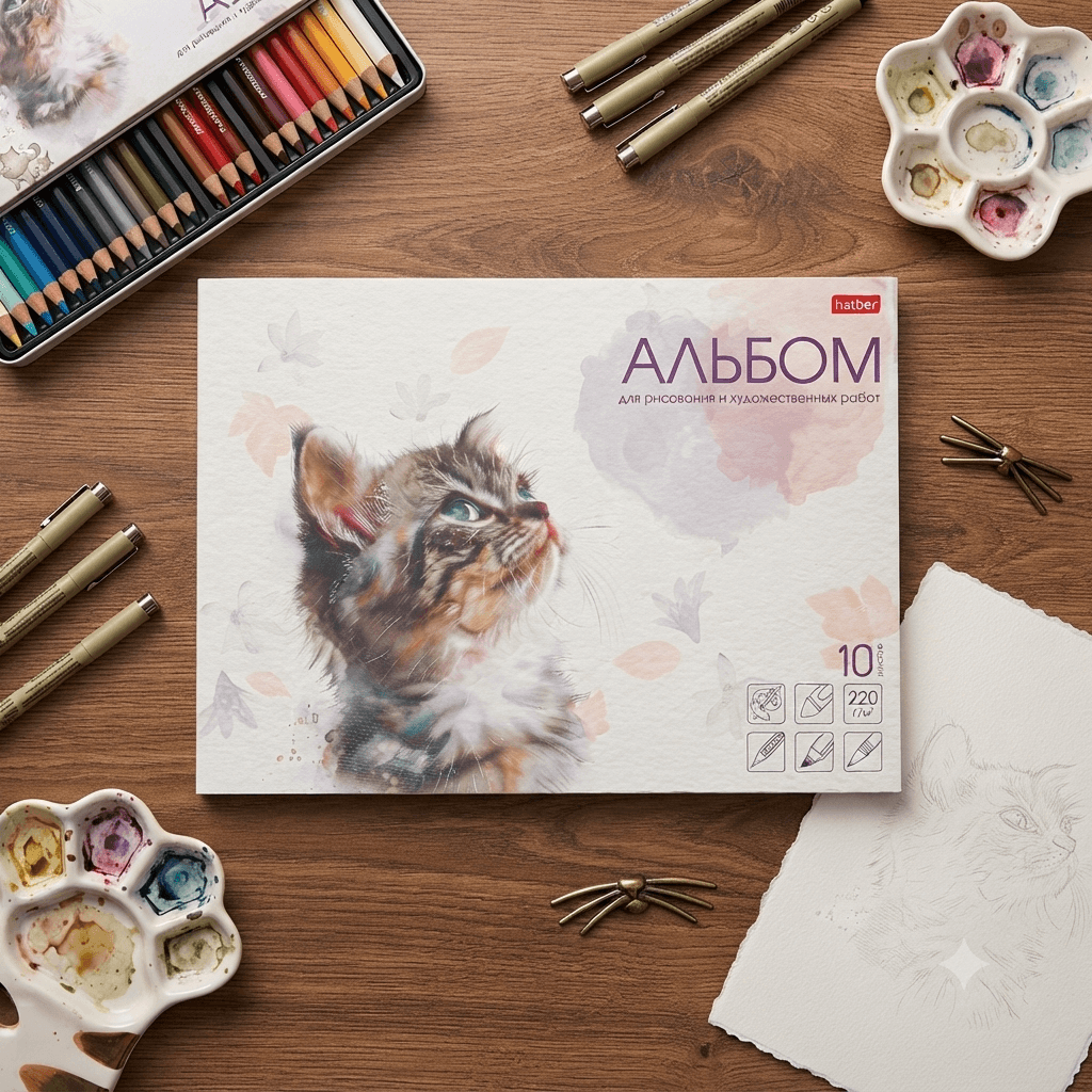 Альбом для рисования и художественных работ 10л 220гм А4ф