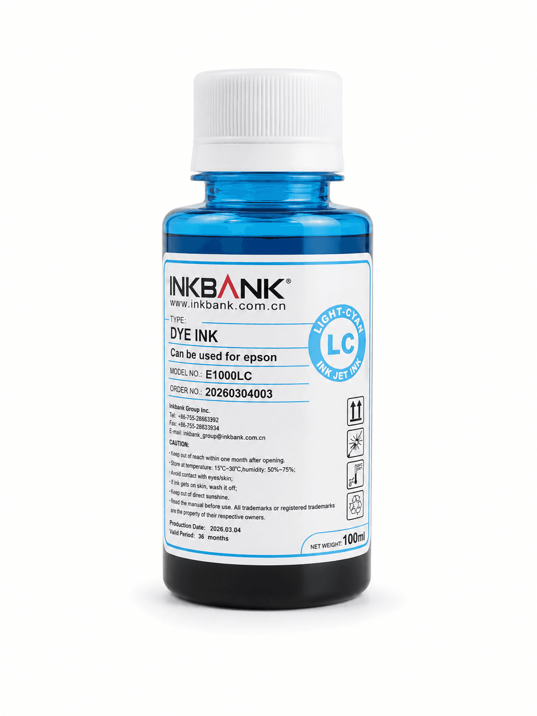 Kraska açyk gök Light CYAN 100 ml Printer üçin, INKBANK